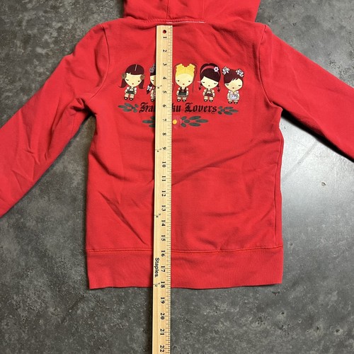 Harajuku Lovers Hoodie Youth 10 Red Full Zip Y2K Preowned - Picture 12 of 17
