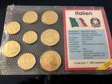 Serie 8 monete Repubblica Italiana da 5 a 1000 lire placcate oro 24 karati