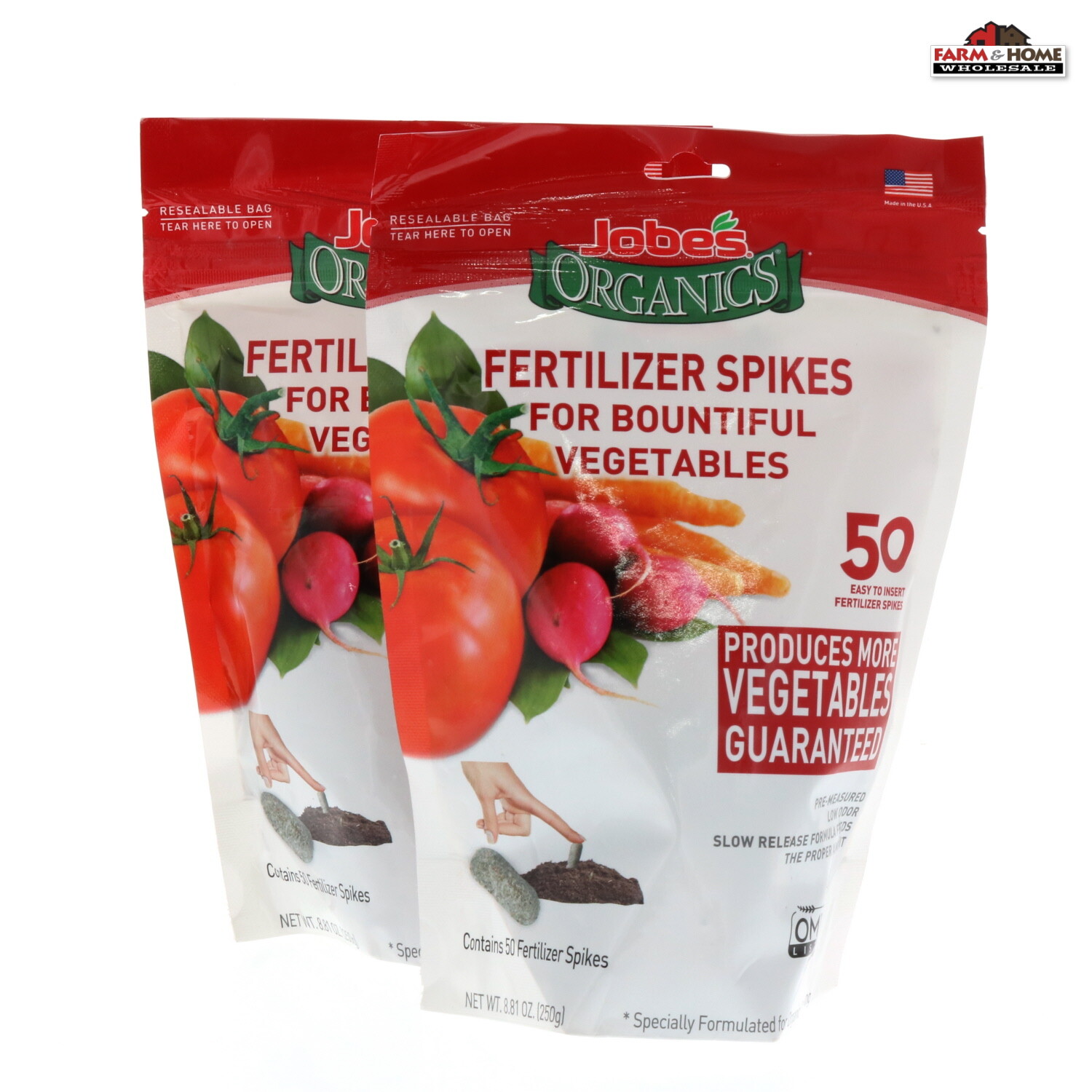 (2) Jobe’s Organics Vegetable & Tomato Fertilizer Spikes 50ct New