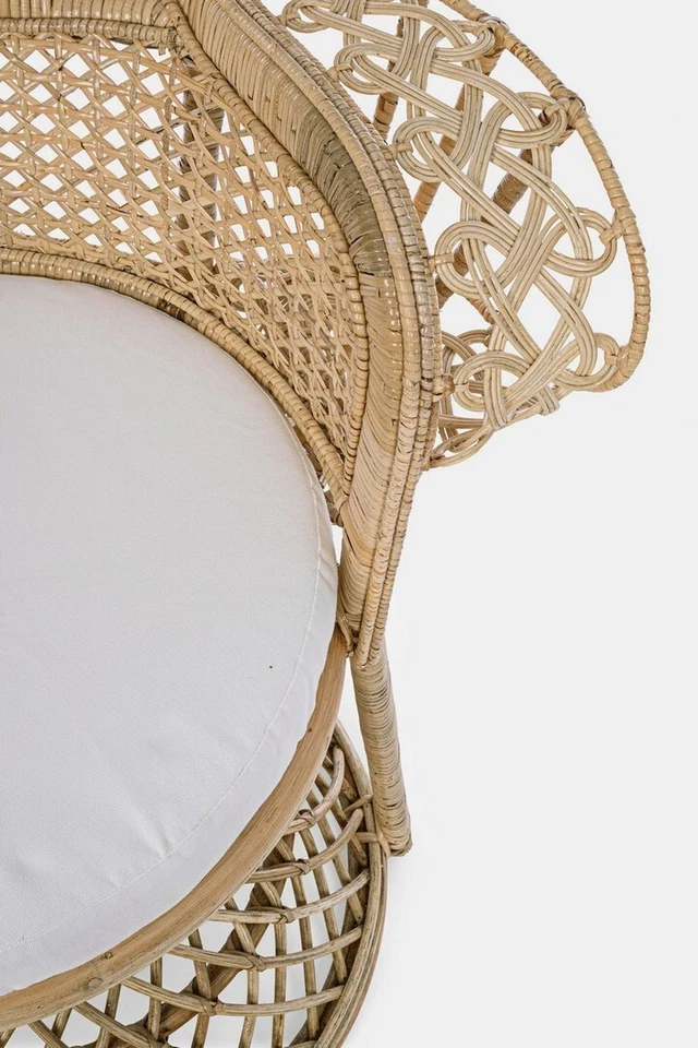 Poltrona Pavone Peacock Rattan Naturale Poltrone Giardino Esterno Interno - Immagine 3 di 4