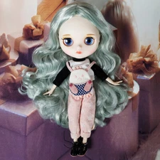 Blythe cute doll Dudu mouth Mint Green Long hair from Factory Joint Body 12"