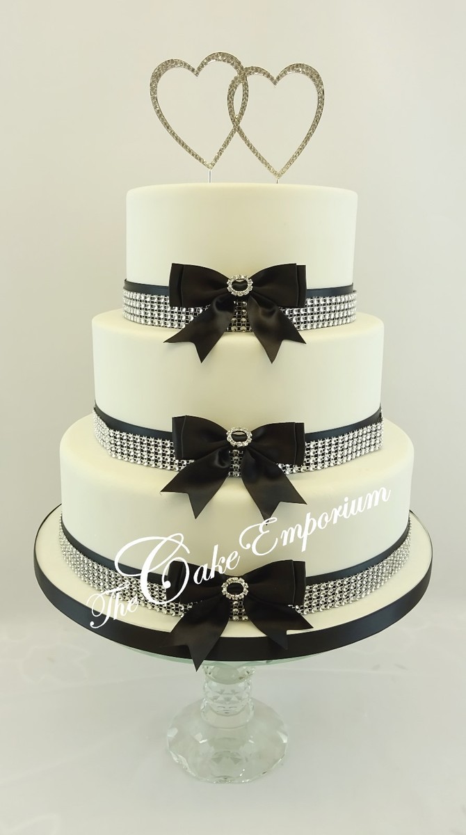 Silver Cake Ribbon Black And Silver Bling Wedding Cakes Name : Add Some Bling To Your Day