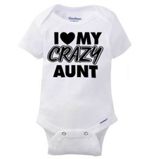 Niece Nephew Crazy Aunt Auntie Shower Gifts Newborn Baby Boy Girl Infant Romper