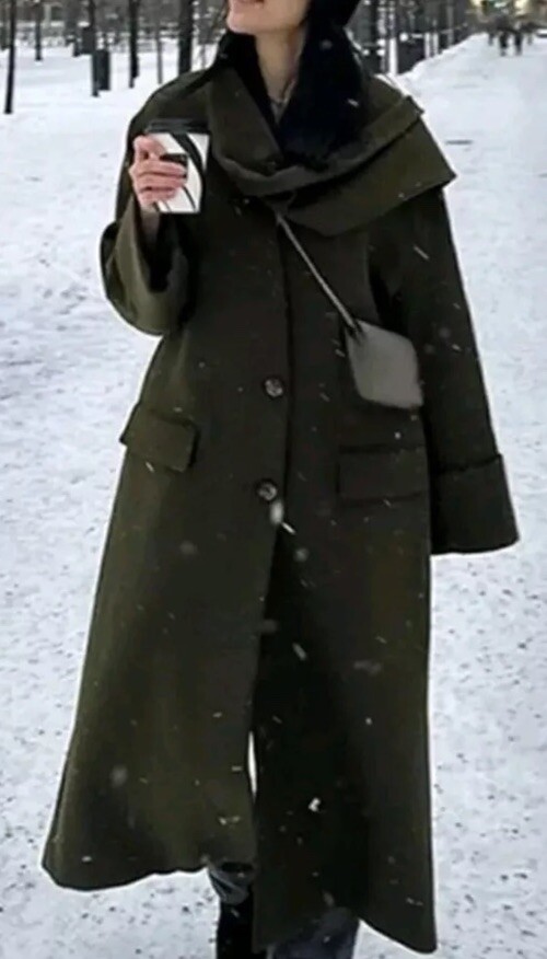 ZARA ZW COLLECTION MANTECO WOOL OVERSIZED COAT, KHAKI/GREEN