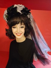 FREE Halloween 1 large black gray gothic fashion roses veil hair headpiece NEW