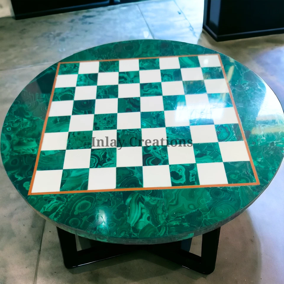 Malachite Marble Chess Set / Chess Table Top , Handmade Table Top, Gift. - Image 4 of 4