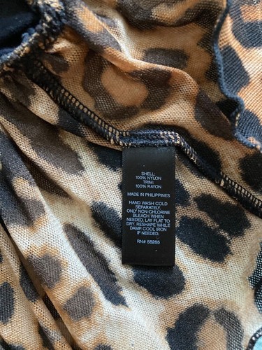 Express Brown Leopard Mesh Sleeveless Black Cami Tank Top Twofer Blouse XS Y2K - Picture 6 of 6