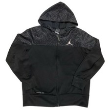 Nike Air Jordan Youth Sz Medium 10-12 Therma Fit Hoodie Black Elephant Full Zip