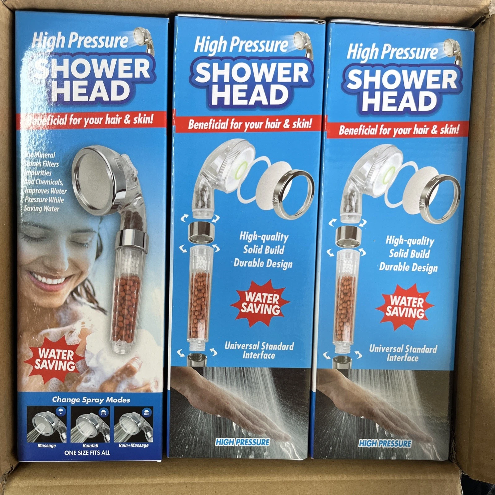 Filtered Shower Head High Pressure Shower Head with Minerals Filter(3PK)