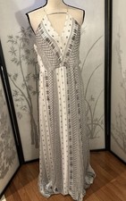 Women’s Express Sparkly Metallic Spaghetti Strap Maxi Dress Gown, Medium, Silver
