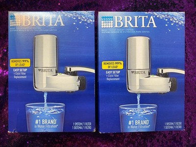 2X  Brita Brand Basic Faucet Mount 1 Filters 1 System Chrome Removes 99% of Lead