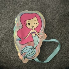 Girls Disney Little Mermaid Backpack with Pink Hair Aqua Strap Plastic Casual