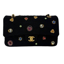 Chanel Jersey Knit Quilted Crystal Embellished Medium Double Flap Bag EBAY LIVE