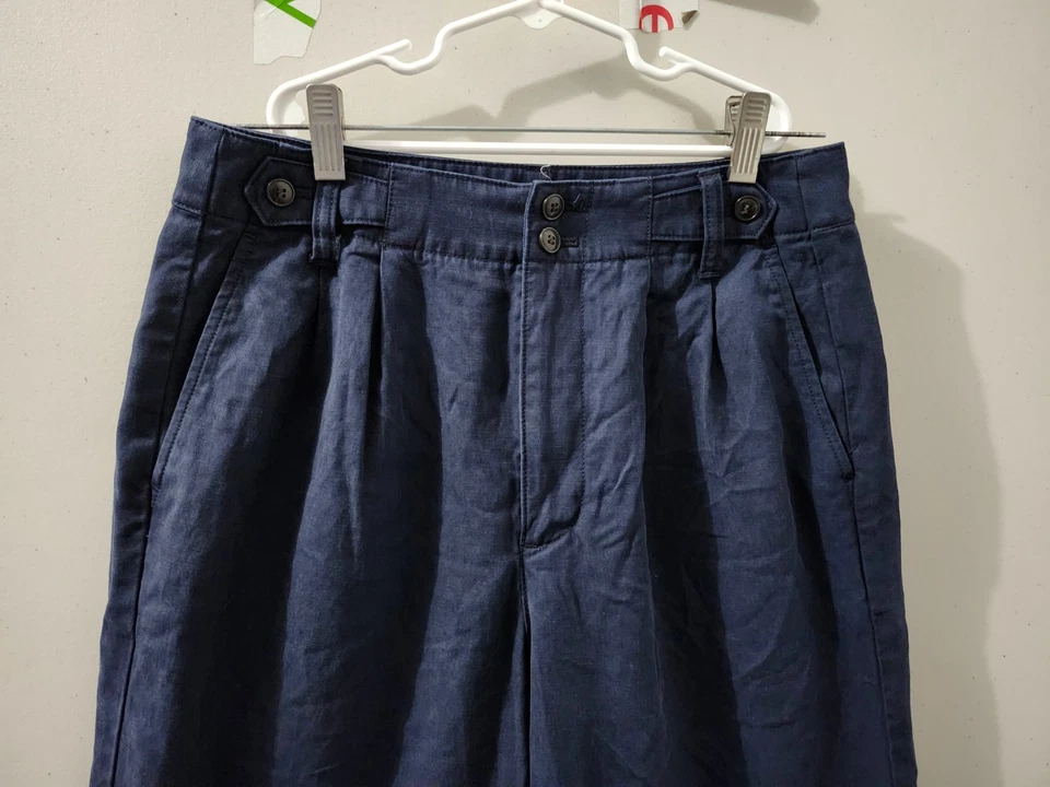 Pantalones Madewell Mujer 4 Azul The Harlow Chino Pantalón Ancho Recto Mezcla de Lino Foto 4 de 4