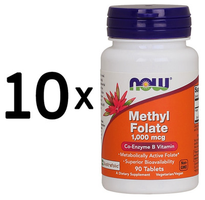 10 x NOW Foods Methyl Folate, 1000mcg - 90 tabs (188,88 EUR/kg)