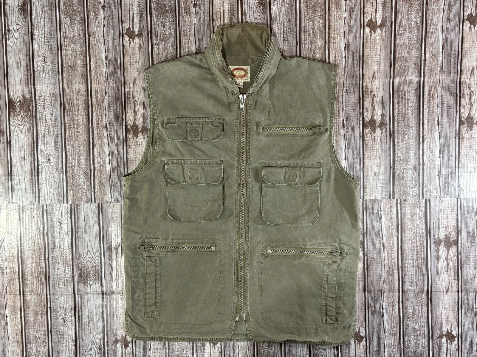 Banana Republic Mill Valley Safari hooded Vest size M color kakhi Vintage 80's