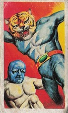 Tiger Man Lightning Bolt Blue Figure General Q Clubs Japanese Vintage Menko