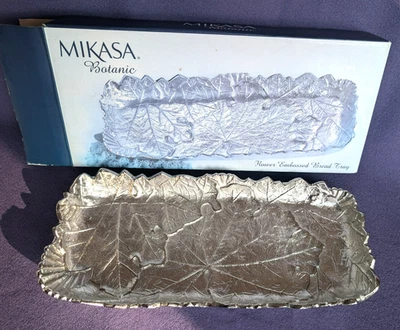 Vintage Mikasa Botanic Collection Bread Serving Tray Cast Aluminum w/ Box 16" - Image 1 of 4