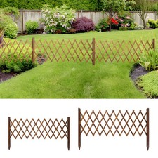 Stretchable Wooden Picket Fence Fencing Garden Wood Lawn Border Edging Panel 2M