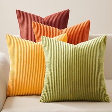 Fall Burnt Orange Decorative Throw Pillows Covers 18x18 Inch Set of 4,Yellow ...