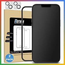 Screen Protector iPhone 13 6.1 Inch Matte Tempered Glass 2 Pack Camera Lens Film