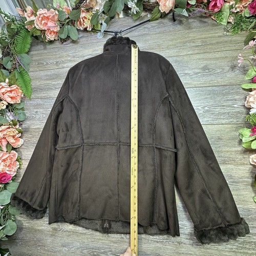 New York & Company WOMENS Brown FAUX FUR Lining Coat Jacket Size Large Very Nice - Picture 10 of 17