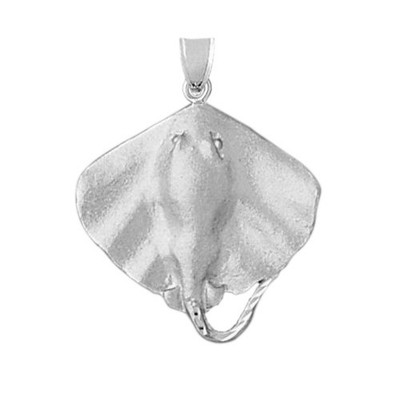 Rhodinierter 925 Sterling Silber Stachelrochen Sea Life Anhänger