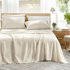 Comfort Spaces 100 Cotton Sheets Cal King, Breathable Soft Cotton Sheets, Na...