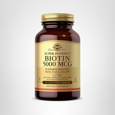 Solgar Biotin 5000 mcg - Unflavored, Standard Packaging, 100 Count