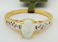 GENUINE 0.56 Cts OPAL RING SOLID 10K YELLOW GOLD - Free Certificate Appraisal