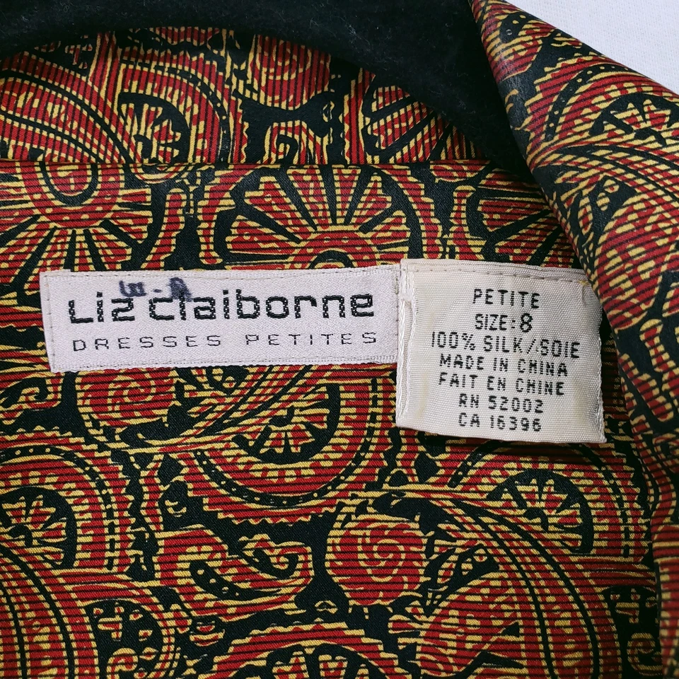 Blazer Traje Chaqueta Vintage Liz Claiborne Multicolor Seda Paisley Y2K Petite 8 Foto 2 de 4