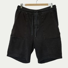 Drifter Mens Black Terry Shorts Button Fly Patch Pockets Size M Made in USA