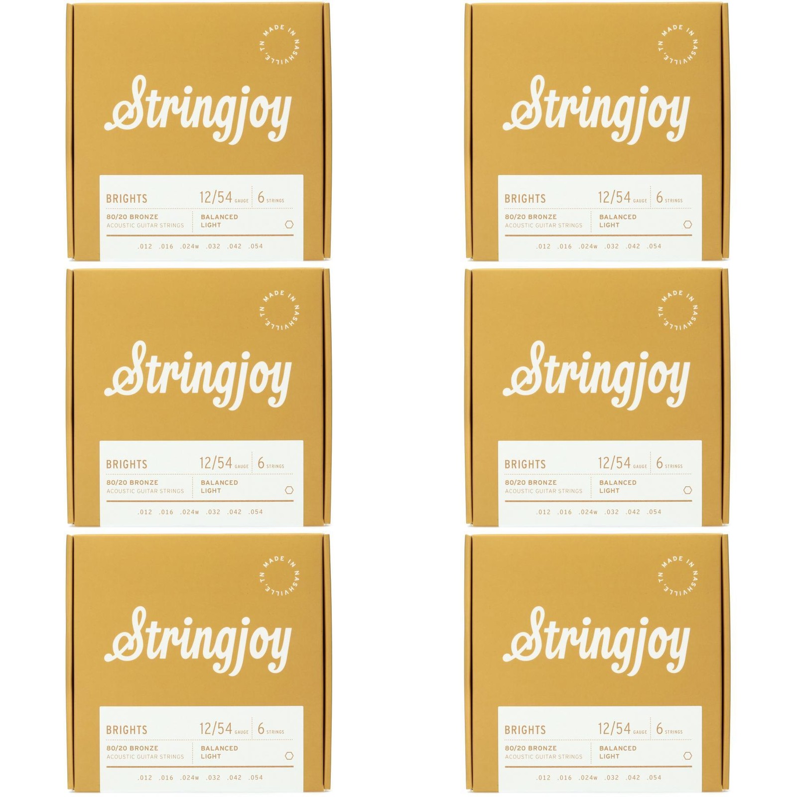 Струны для акустической гитары Stringjoy Brights Bronze - Легкий калибр 6 штук в упаковке 12390₽