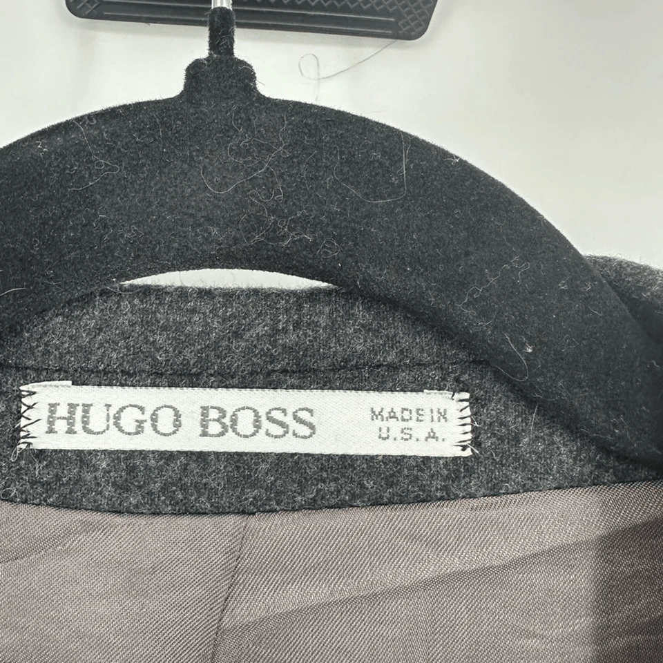Abrigo Deportivo Hugo Boss Para Hombre Doble Pecho 40L Lana Cachemira Gris Blazer Chaqueta Foto 3 de 4