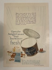 SNOWDRIFT Pure Rich Cremig Gem&uuml;se Fat 1921 Zeitschrift Ad Airtight Kann Cookbook