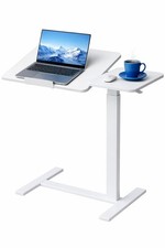Adjustable Rolling Bedside Desk – Pneumatic Lift Laptop Table for Bedroom,Office