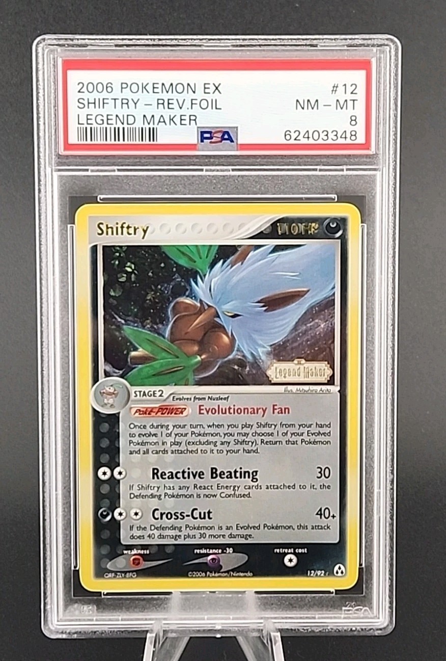 PSA 8 NM-MT 2006 Pokemon Shiftry EX Legend Maker Reverse Holo Rare #12