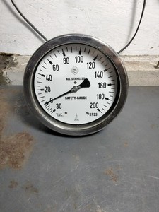 VINTAGE RB MC INSTRUMENTS 0-200 PSI 0-30 VACUUM GAUGE 6" GUAGE GAGE 3/4" NPT