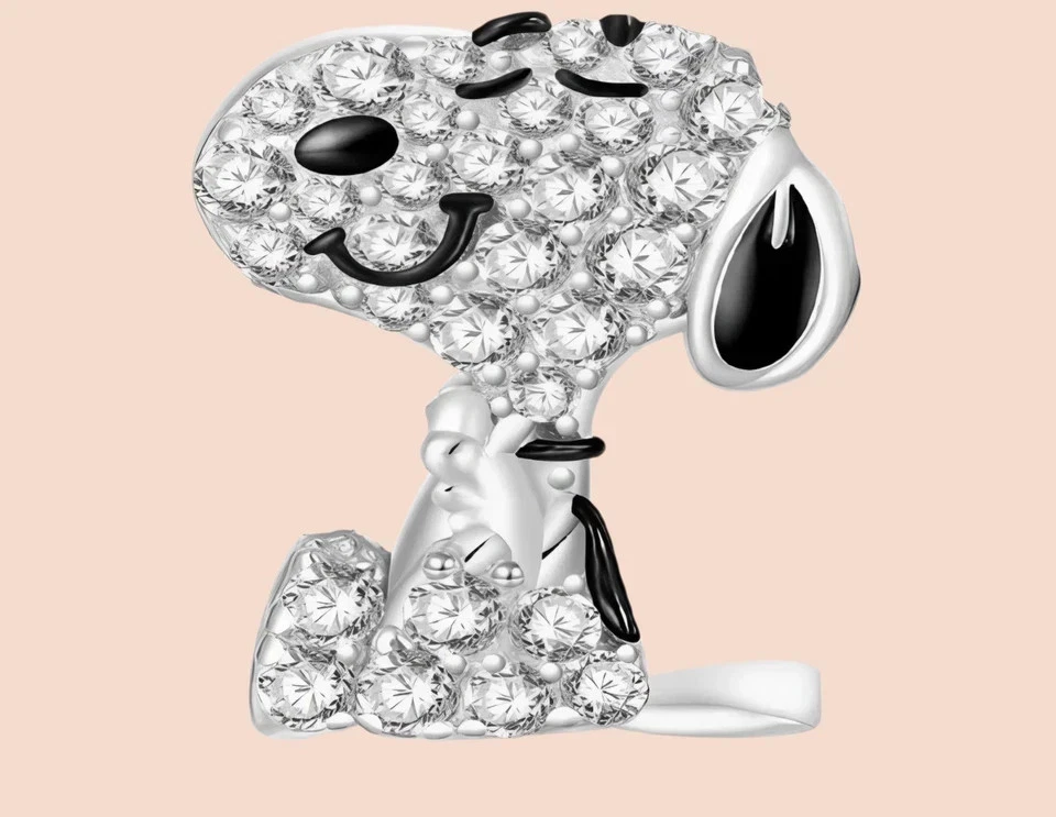 snoopy charm 925 Silber Bracelet Anhänger Peanuts Charms armband strass steine - Bild 2 von 2