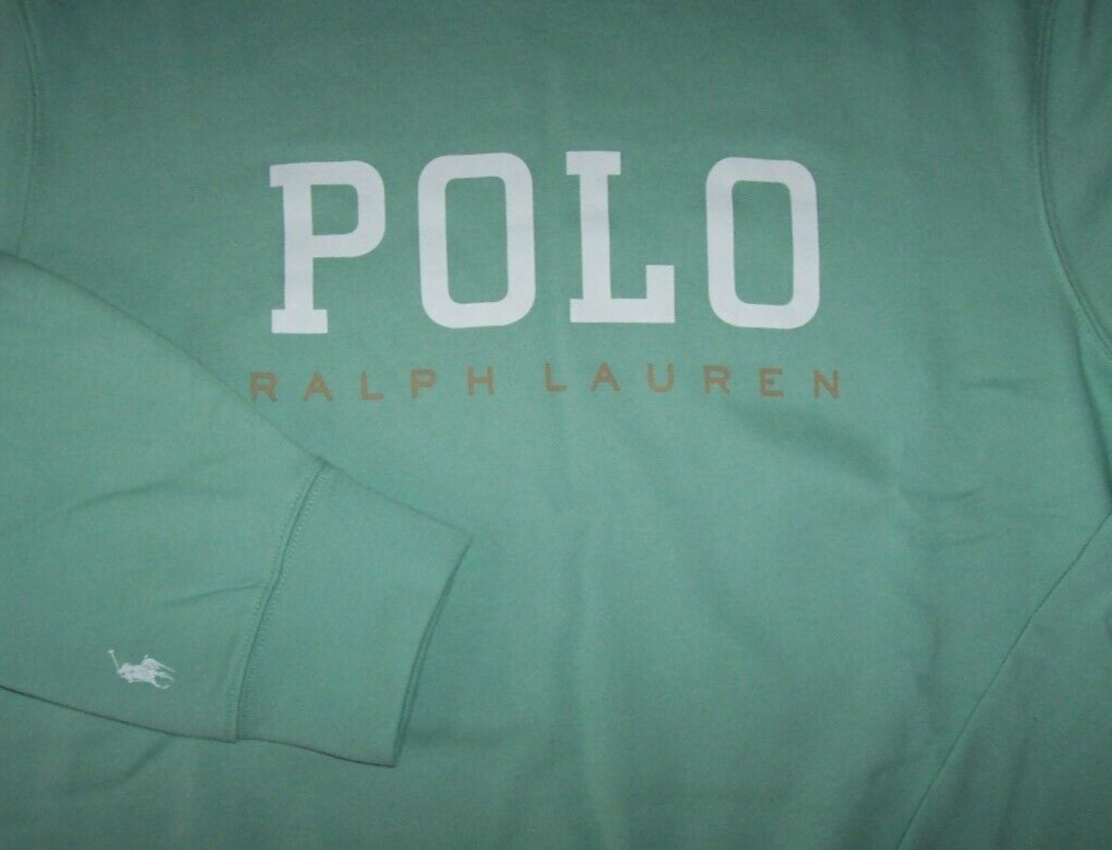 Polo Ralph Lauren nuova con etichetta VERDE ACQUA felpa pile leggera uomo L BIANCO PONY