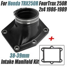 Intake Manifold 38-39mm Black For Honda TRX250R FourTrax 250R 1986-1989 w/ Clamp