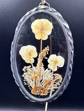 Lasting Impressions Vintage Dried Pressed Flowers Pewter Frame Window Suncatcher