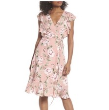 Charles Henry Floral Wrap Dress Size XS Pink NEW $95