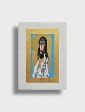 Acrylic painting Jesus Ukrainian painter Wood original primitive portrait