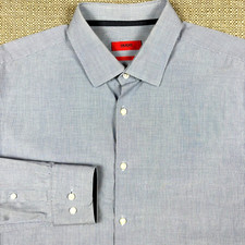 Hugo Boss Men's Shirt 16 1/2 16.5 Long Sleeve Gray Sharp Fit Dress Casual Cotton