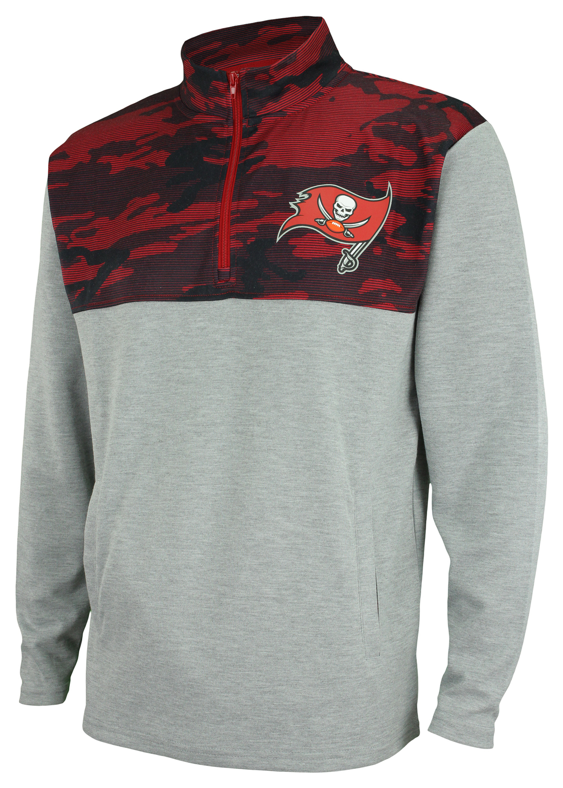 Флисовый пуловер Zubaz Mens NFL Tampa Bay Buccaneers на молнии 1/4 с камуфляжными линиями