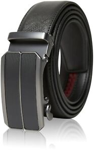 Genuine Leather Mens Ratchet Belt Belts For Men Adjustable Automatic Buckle - Click1Get2 Price Drop