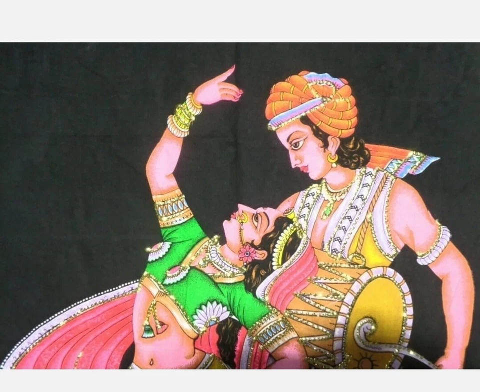 Mandala indio Rajsthani danza en marco cuadro en tamaño 30x40 tapiz arte Foto 2 de 2