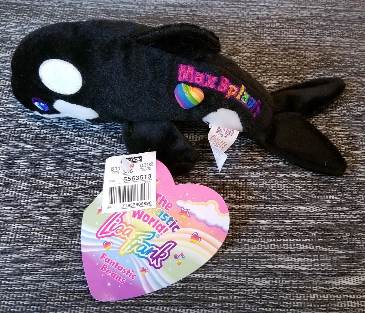 VINTAGE LISA FRANK Max Splash Bean Bag Plush Whale Beanie Baby