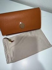 Tory Burch Orange Leather Snap Glasses Case